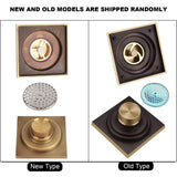Antique Brass Square Floor Drain with Strainer Bathroom Washroom Drainage Clean Accessories - Extra Image