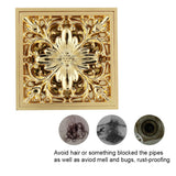 Antique Brass Square Floor Drain with Strainer Bathroom Washroom Drainage & Clean Accessories - Top-Down View