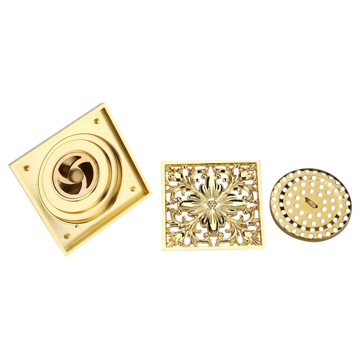 Antique Brass Square Floor Drain with Strainer Bathroom Washroom Drainage & Clean Accessories