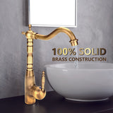 Antique Retro Style Solid Brass Kitchen Bathroom Basin Sink Faucet Hot Cold Pipes Mixer Tap