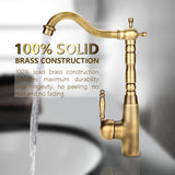 Antique Retro Style Solid Brass Kitchen Bathroom Basin Sink Faucet Hot Cold Pipes Mixer Tap - Side View