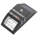 Solar Powered PIR Motion Sensor 2 LED Path Wall Light Garden Security Lamps Black Warm White