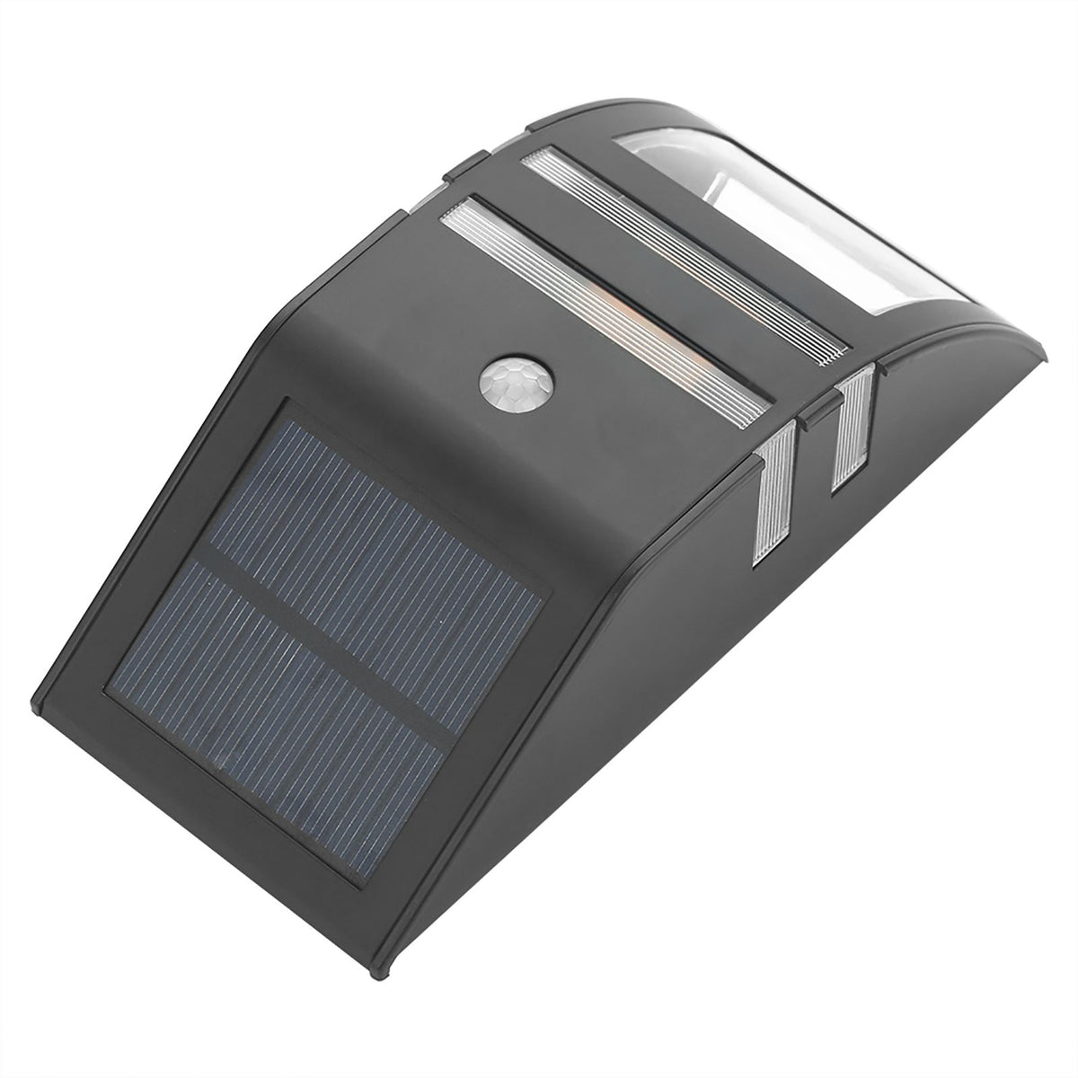 Solar Powered PIR Motion Sensor 2 LED Path Wall Light Garden Security Lamps Black Warm White