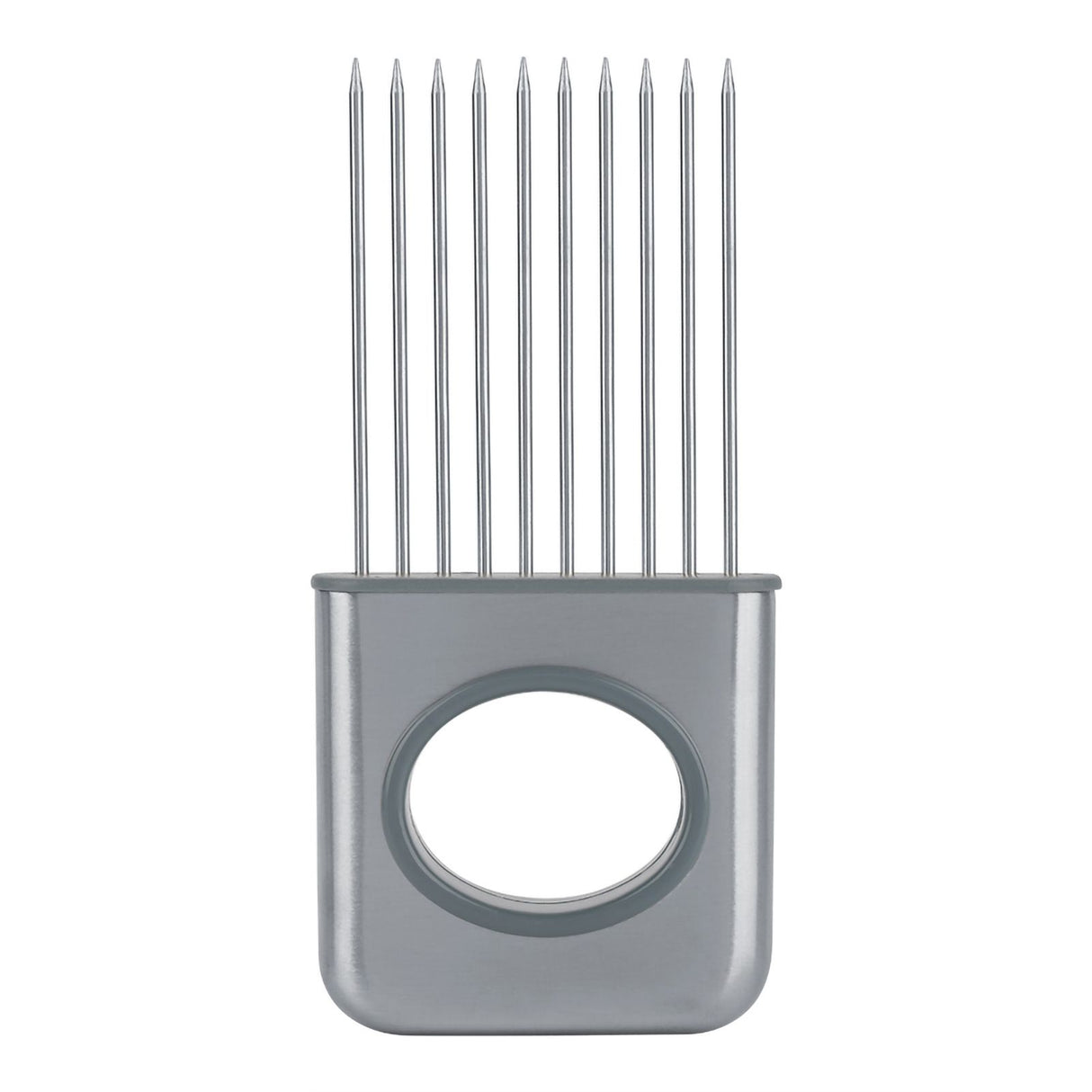 Stainless Steel Onion Holder Fruits Veg Meat Cutter Slicer Peeler Chopper with 10 Prongs
