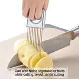 Stainless Steel Onion Holder Fruits Veg Meat Cutter Slicer Peeler Chopper with 10 Prongs - Front View