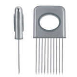 Stainless Steel Onion Holder Fruits Veg Meat Cutter Slicer Peeler Chopper with 10 Prongs - Top-Down View