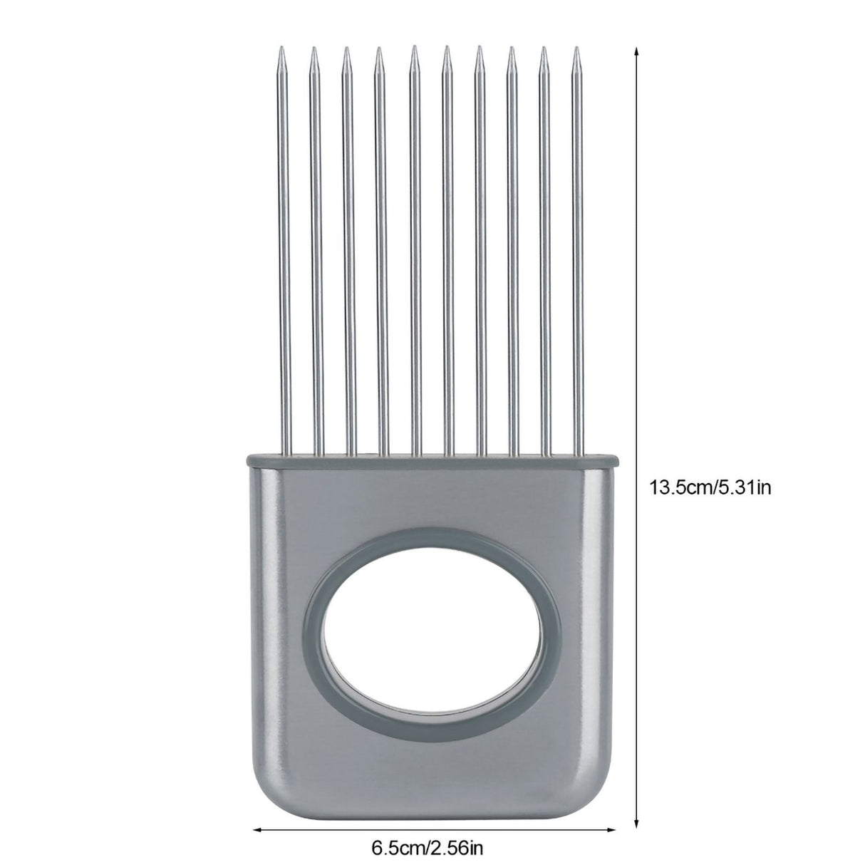 Stainless Steel Onion Holder Fruits Veg Meat Cutter Slicer Peeler Chopper with 10 Prongs