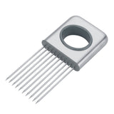 Stainless Steel Onion Holder Fruits Veg Meat Cutter Slicer Peeler Chopper with 10 Prongs - Low Angle