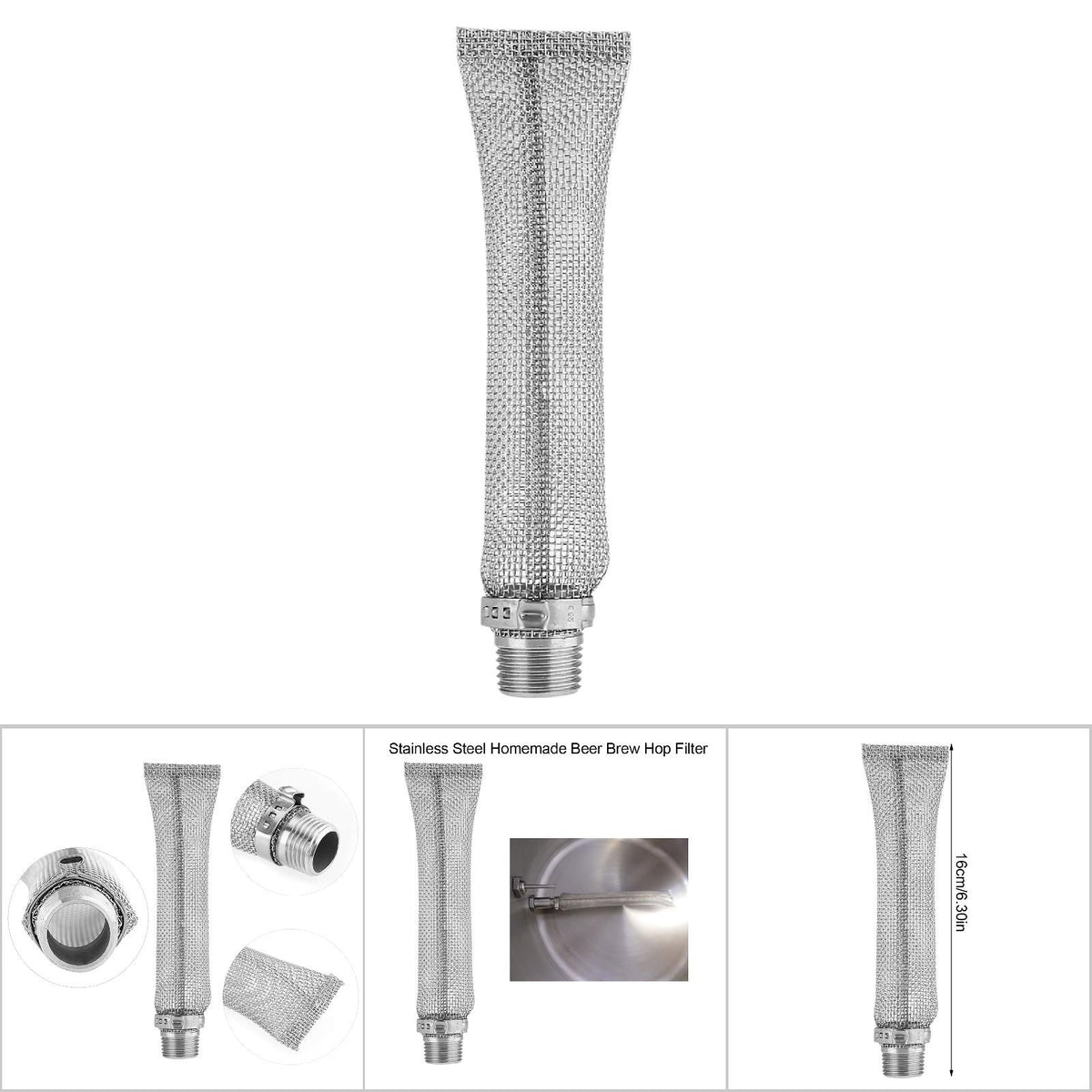 304 Stainless Steel Homemade Beer Brew Hop Filter Screen Strainer Tool (6inch)