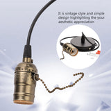 E27 Vintage Pendant Light Holder with Pull Chain Switch Lamp Base Ceiling Mounted (Bronze) - Side View