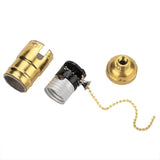E27 Aluminum Vintage Light Socket with Pull Chain Desk Lamp Lighting Holder Screw Base (Golden) - Rear View