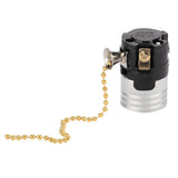 E27 Aluminum Vintage Light Socket with Pull Chain Desk Lamp Lighting Holder Screw Base (Golden) - Close-Up Angle