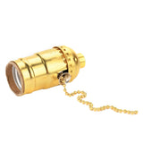 E27 Aluminum Vintage Light Socket with Pull Chain Desk Lamp Lighting Holder Screw Base (Golden)