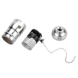 E27 Aluminum Vintage Light Socket with Pull Chain Desk Lamp Lighting Holder Screw Base (Silver)