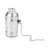 E27 Aluminum Vintage Light Socket with Pull Chain Desk Lamp Lighting Holder Screw Base (Silver)