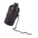E27 Aluminum Vintage Light Socket with Pull Chain Desk Lamp Lighting Holder Screw Base (Black) - Side View