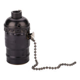 E27 Aluminum Vintage Light Socket with Pull Chain Desk Lamp Lighting Holder Screw Base (Black) - Close-Up Angle