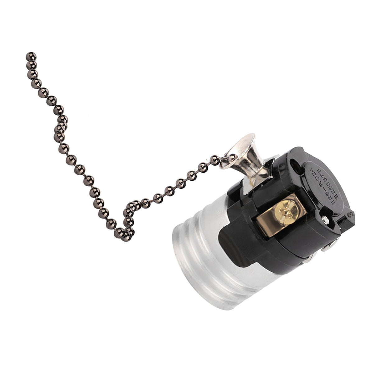 E27 Aluminum Vintage Light Socket with Pull Chain Desk Lamp Lighting Holder Screw Base (Black)