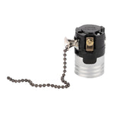 E27 Aluminum Vintage Light Socket with Pull Chain Desk Lamp Lighting Holder Screw Base (Black)