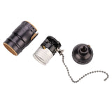 E27 Aluminum Vintage Light Socket with Pull Chain Desk Lamp Lighting Holder Screw Base (Black)