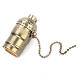 E27 Aluminum Vintage Light Socket with Pull Chain Desk Lamp Lighting Holder Screw Base (Bronze) - Front View