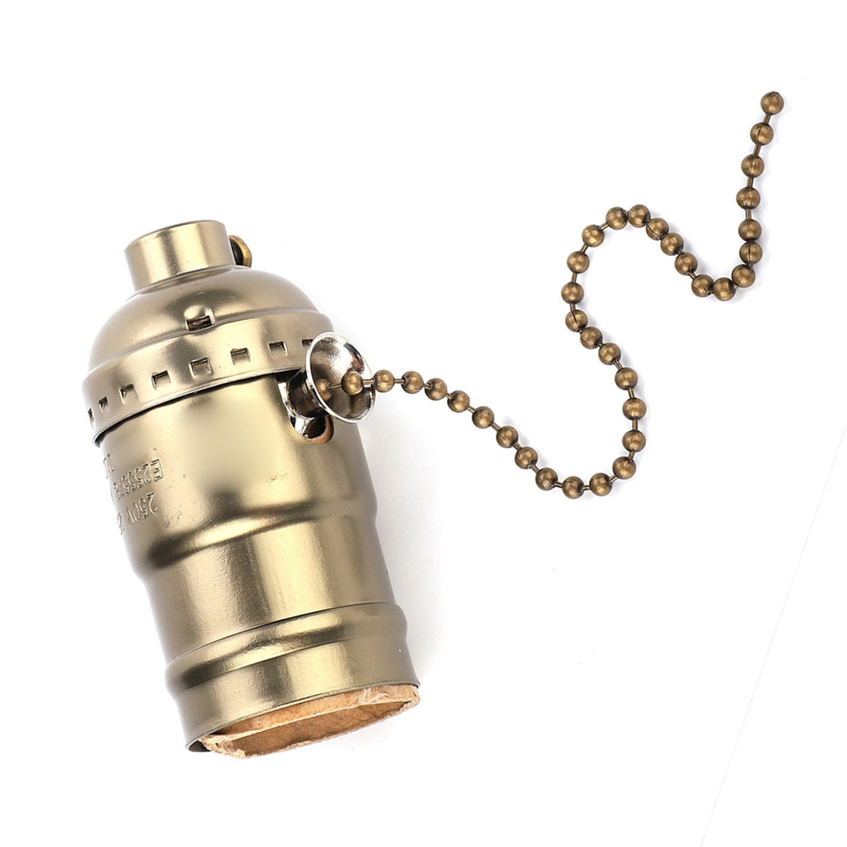 E27 Aluminum Vintage Light Socket with Pull Chain Desk Lamp Lighting Holder Screw Base (Bronze)