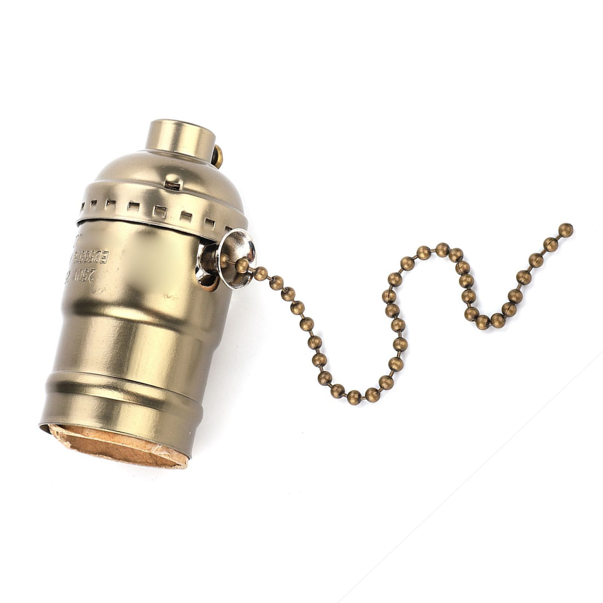 E27 Aluminum Vintage Light Socket with Pull Chain Desk Lamp Lighting Holder Screw Base (Bronze)