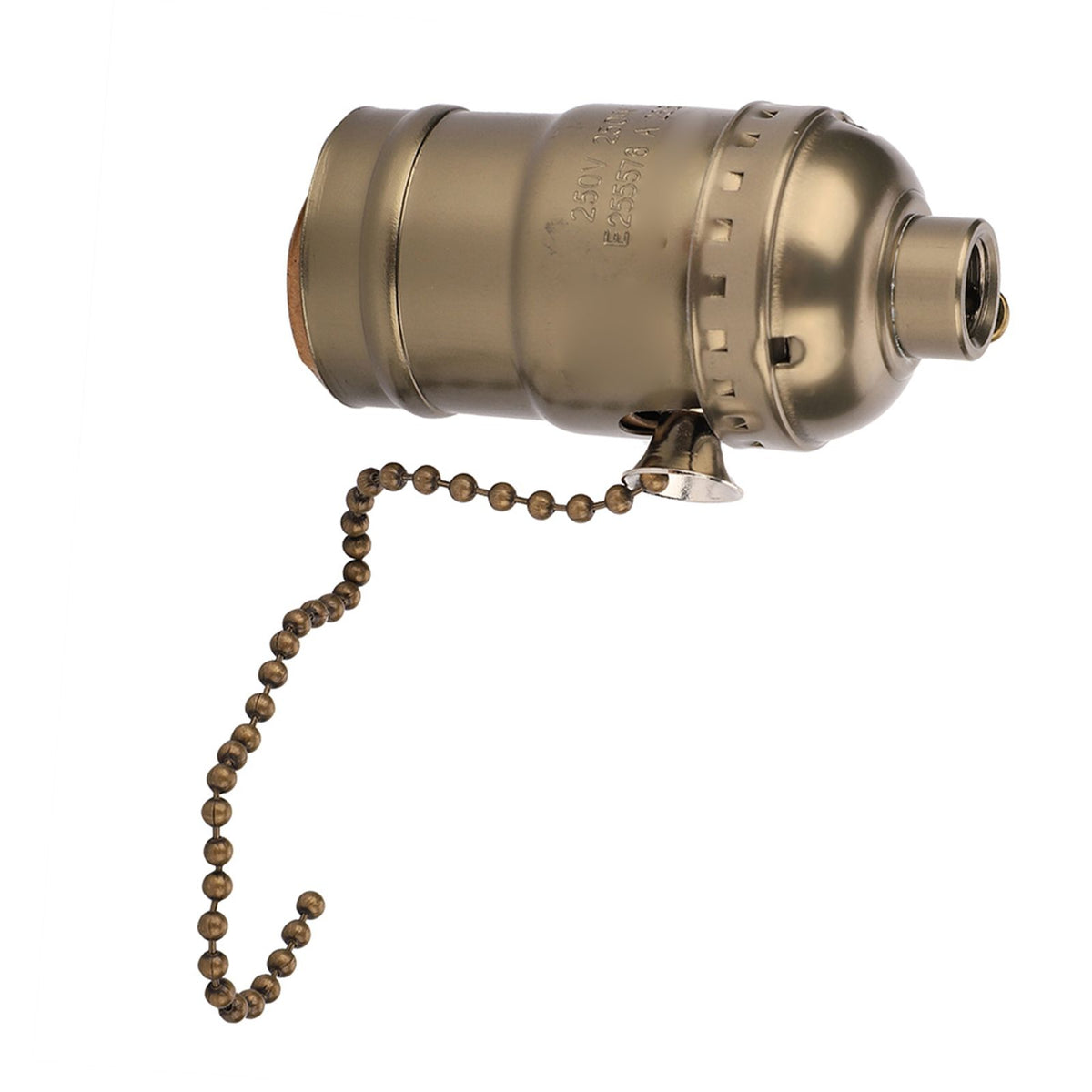 E27 Aluminum Vintage Light Socket with Pull Chain Desk Lamp Lighting Holder Screw Base (Bronze)