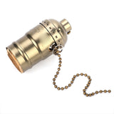E27 Aluminum Vintage Light Socket with Pull Chain Desk Lamp Lighting Holder Screw Base (Bronze)