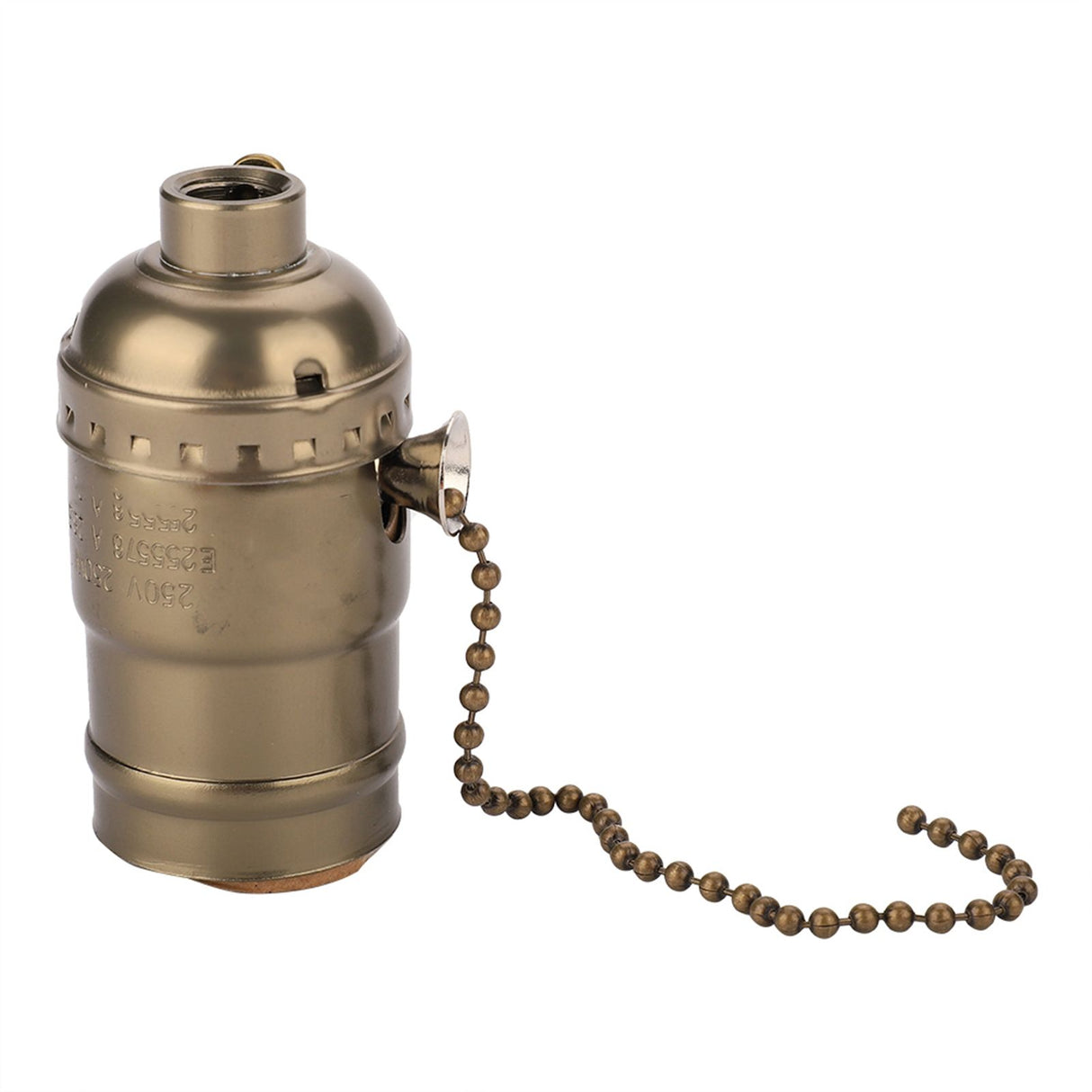 E27 Aluminum Vintage Light Socket with Pull Chain Desk Lamp Lighting Holder Screw Base (Bronze)