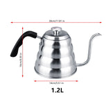 304 Stainless Steel Pour Over Coffee Gooseneck Kettle Teapot with Thermometer Home 1.2L