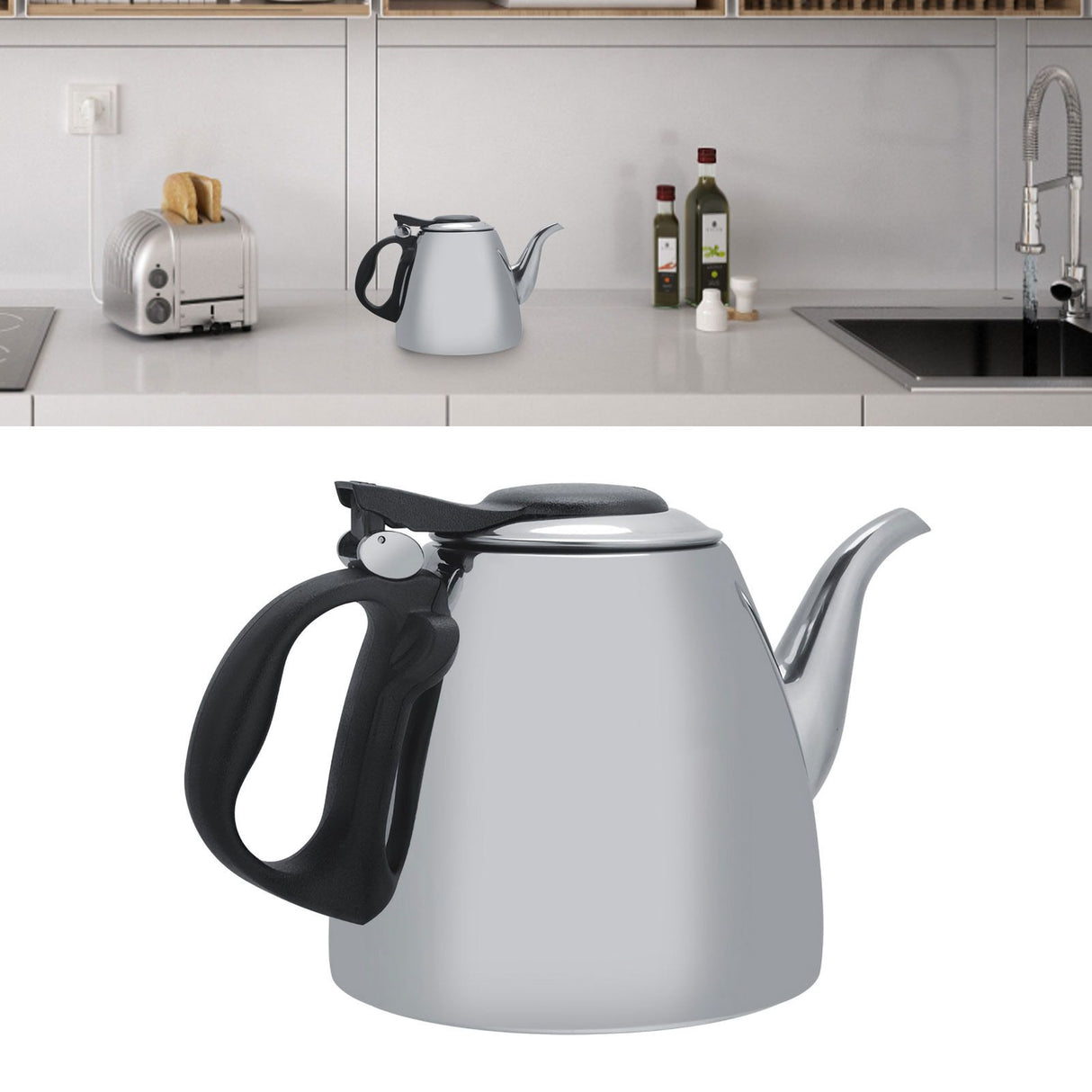 1.2l 1.5L Stainless Steel Stove Top Teapot Tea Coffee Pot Kettle Heat Resistant Handle 1.2L