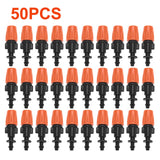 50pcs/set Adjustable Garden Drip Irrigation Misting Nozzles Micro Flowing Sprinkler Head Atomizer - Top-Down View