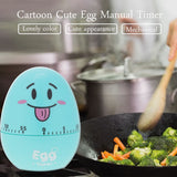 Plastic Cartoon Cute Egg Manual Timer Kitchen Cooking Tool 55 Minutes Mechanical Alarm Blue - Front View