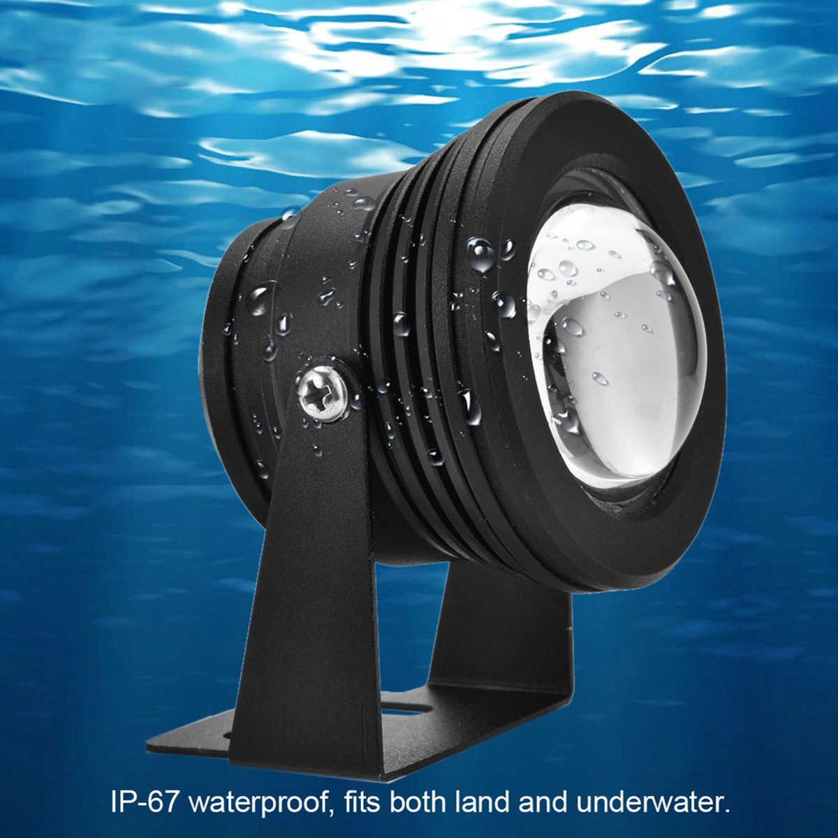12V 10W RGB Waterproof Aquarium LED Spotlight Lamp for Fish Tank Pool Garden Underwater Black