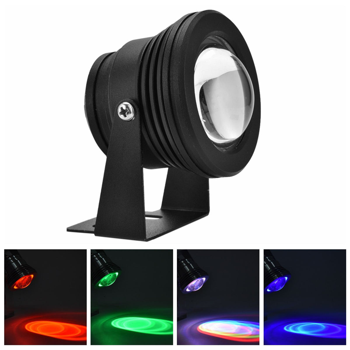 12V 10W RGB Waterproof Aquarium LED Spotlight Lamp for Fish Tank Pool Garden Underwater Black