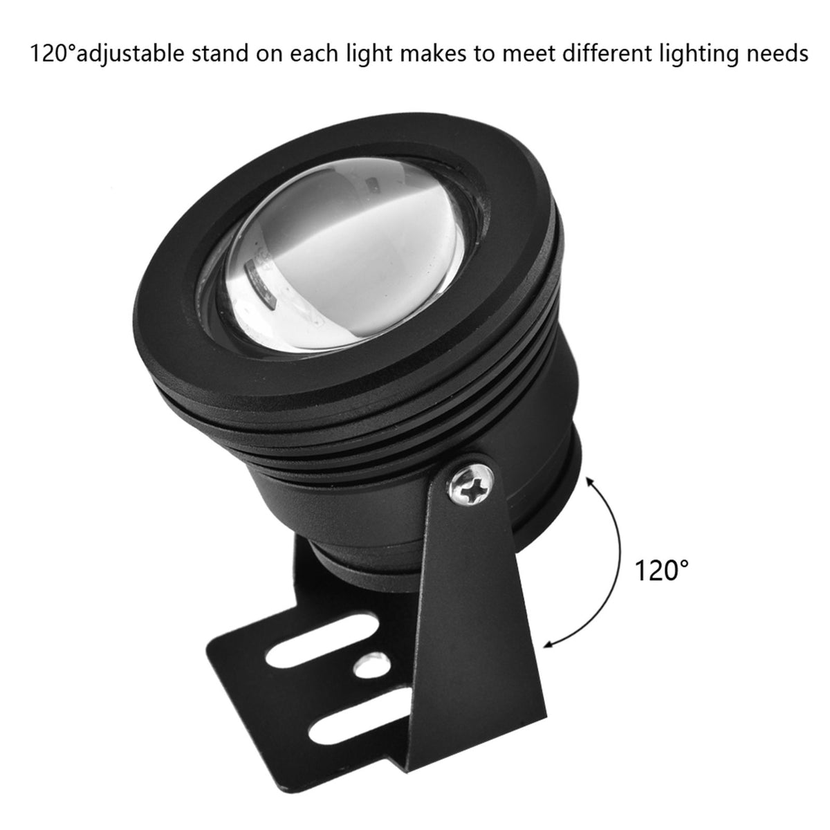 12V 10W RGB Waterproof Aquarium LED Spotlight Lamp for Fish Tank Pool Garden Underwater Black