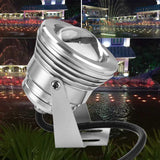 12V 10W RGB Waterproof Aquarium LED Spotlight Lamp for Fish Tank Pool Garden Underwater Silver - Side View