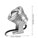 12V 10W RGB Waterproof Aquarium LED Spotlight Lamp for Fish Tank Pool Garden Underwater Silver