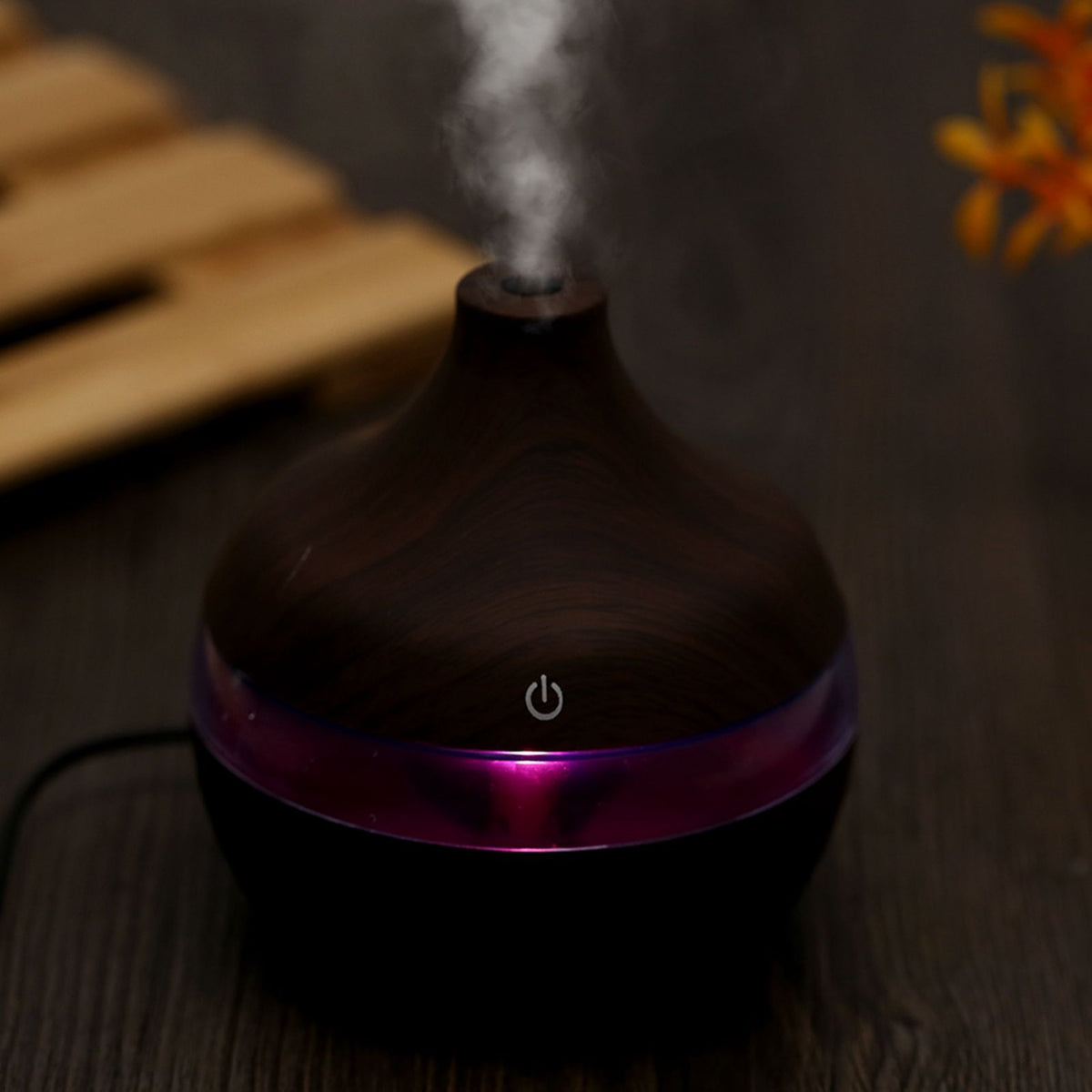 300ml Wood Grain USB Humidifier Colorful LED Night Light Mist Maker for Office Car Home
