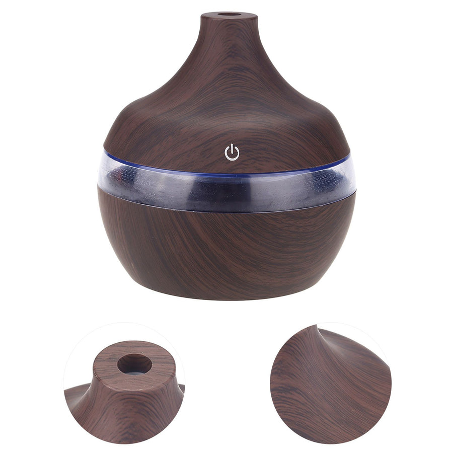 300ml Wood Grain USB Humidifier Colorful LED Night Light Mist Maker for Office Car Home