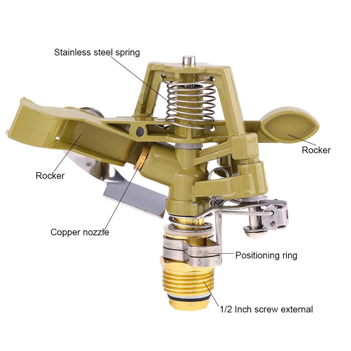 360° Rotary Zinc Alloy Water Irrigation Sprayer Sprinkler For Garden Yard Lawn 1/2 Inch