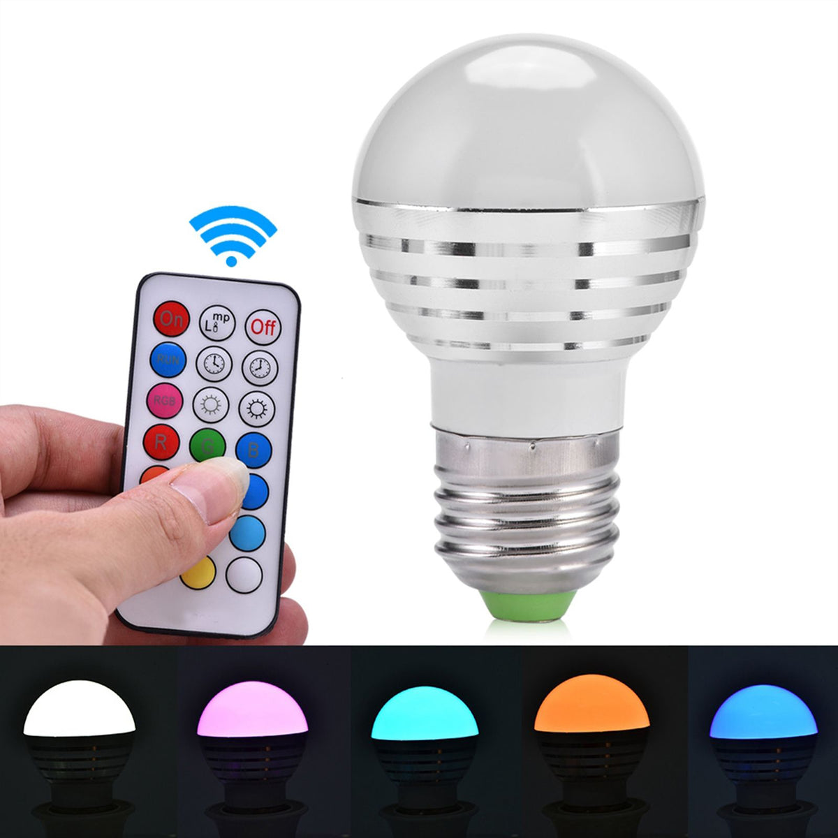 E27 3W RGB LED Color Changing Candle Light Lamp Bulb Remote Control Kit