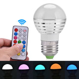 E27 3W RGB LED Color Changing Candle Light Lamp Bulb Remote Control Kit - Front View