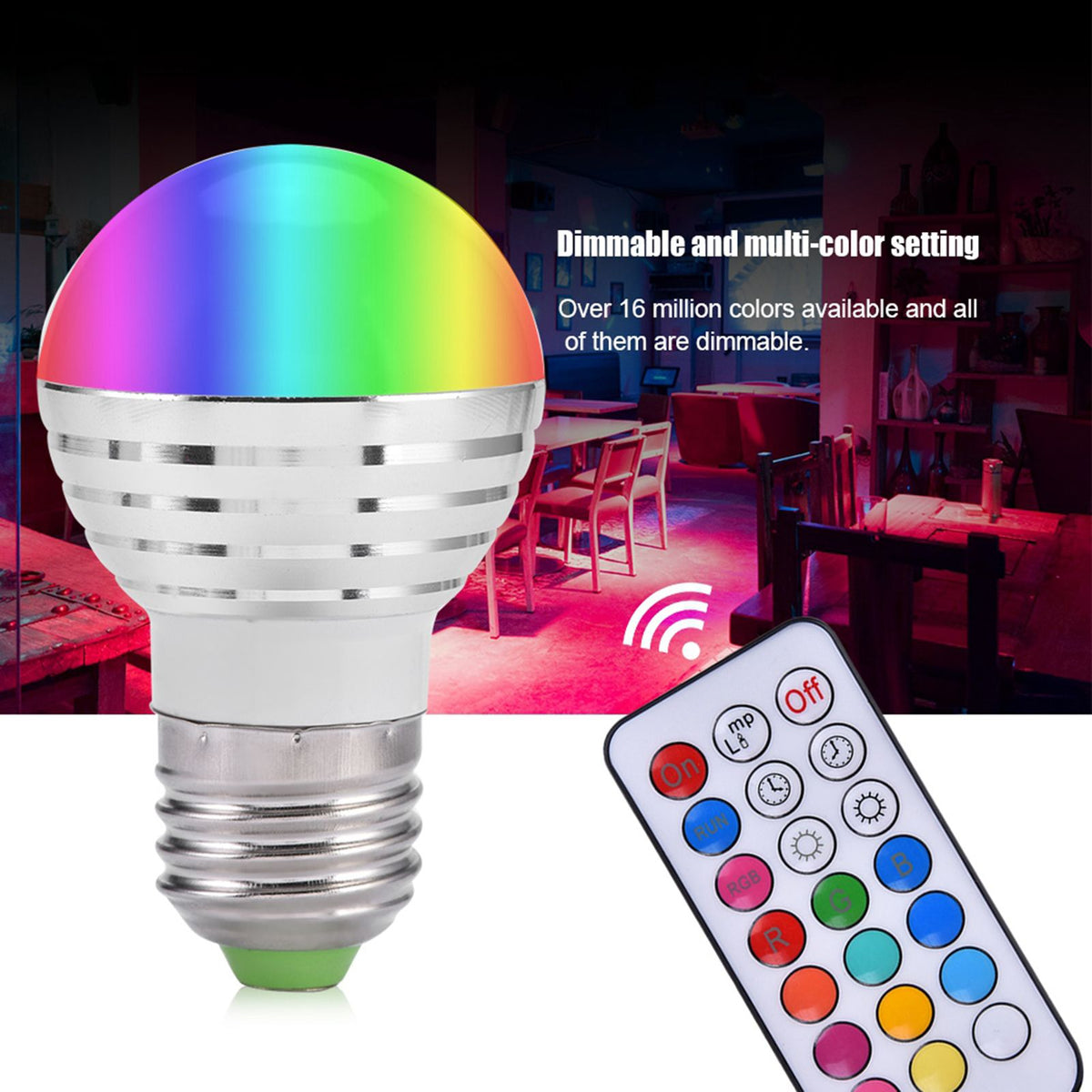 E27 3W RGB LED Color Changing Candle Light Lamp Bulb Remote Control Kit