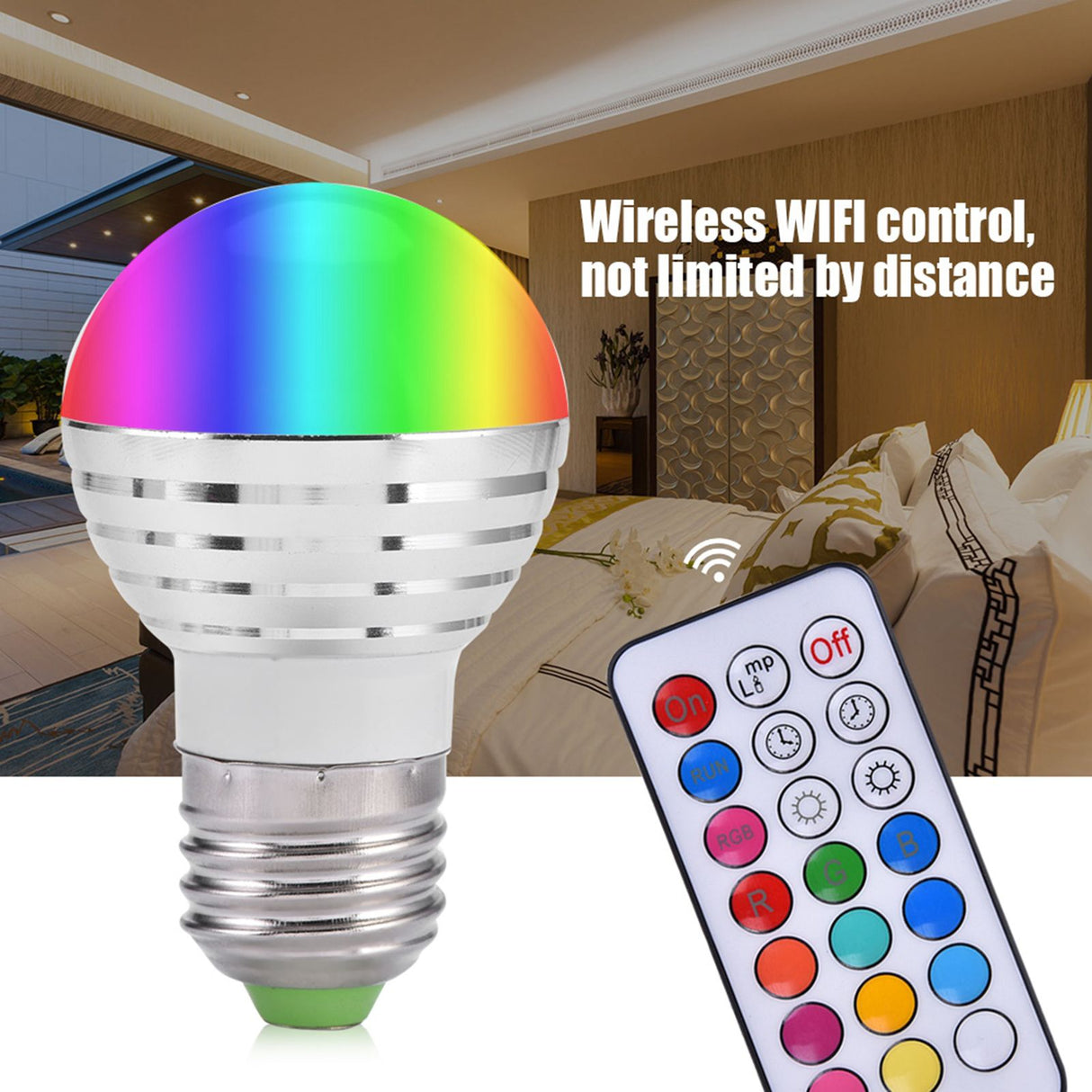 E27 3W RGB LED Color Changing Candle Light Lamp Bulb Remote Control Kit