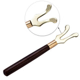 Tea Pot Heat Insulation Tea Clip Fork with Wooden Handle Cast Iron Head Coffee Tea Tools - Top-Down View