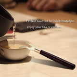 Tea Pot Heat Insulation Tea Clip Fork with Wooden Handle Cast Iron Head Coffee Tea Tools
