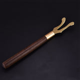 Tea Pot Heat Insulation Tea Clip Fork with Wooden Handle Cast Iron Head Coffee Tea Tools