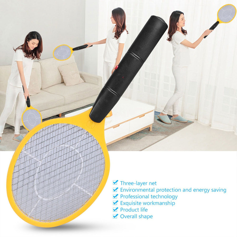 Cordless Battery Power Electric Fly Mosquito Swatter Bug Zapper Racket Insects Killer Yellow